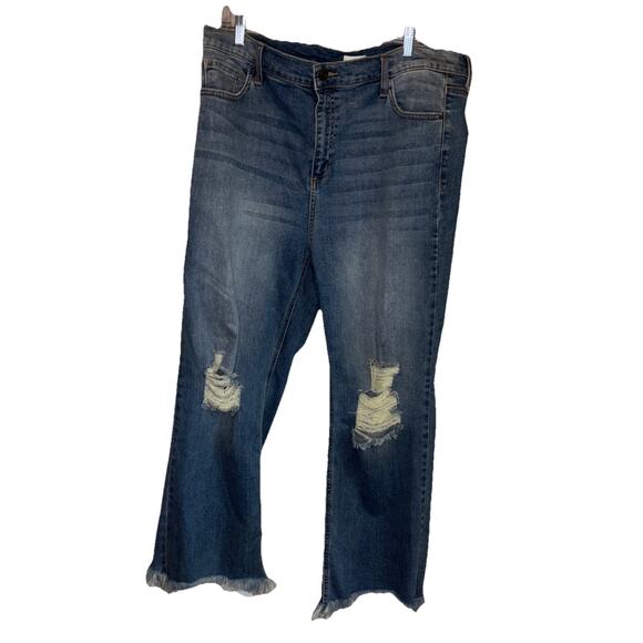 Sneak Peak Denim Distressed Flare Hem Jeans Y2K Style Size 16/38 - Picture 1 of 7